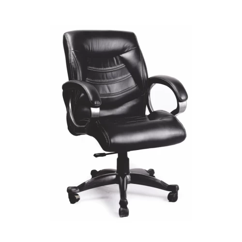 Leatherette Mid Back Cushion Armed Chair